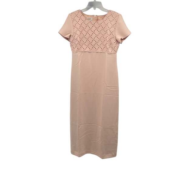 Talbots Womens Vintage Midi Sheath Dress Short Sleeve Peach Pink Size 4P - Picture 1 of 9